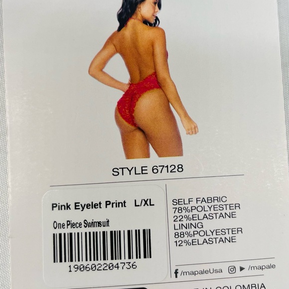 Red eyelet‎ Halter one piece swimsuit Style 67128 - Picture 2 of 7